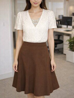 VTG Women Yarnworks Knit Short Sleeve‎ Popcorn SATIN RHINESTONE V Neck Sweater S